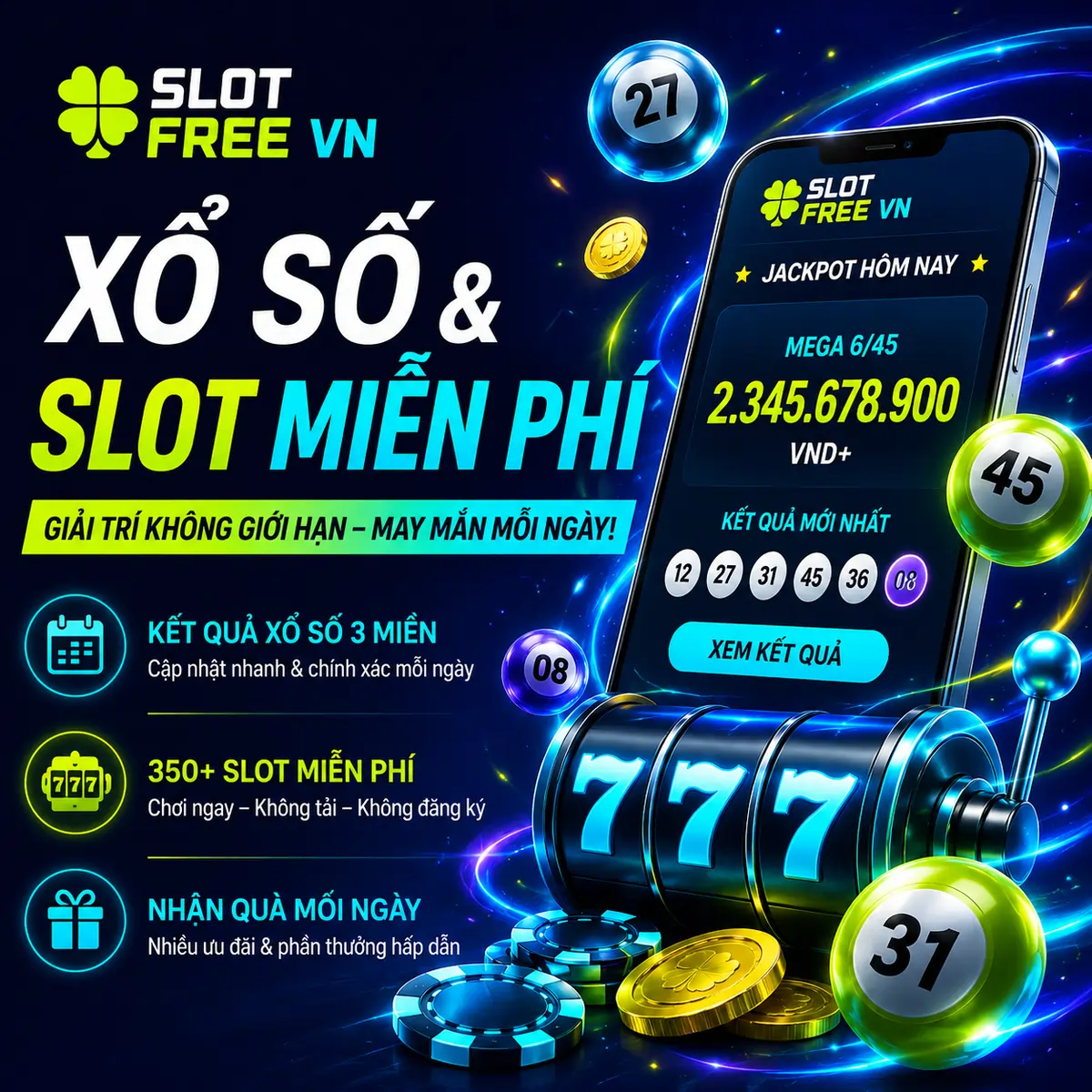 Slot Free VN — Xổ số & Slot miễn phí, giải trí không giới hạn, may mắn mỗi ngày